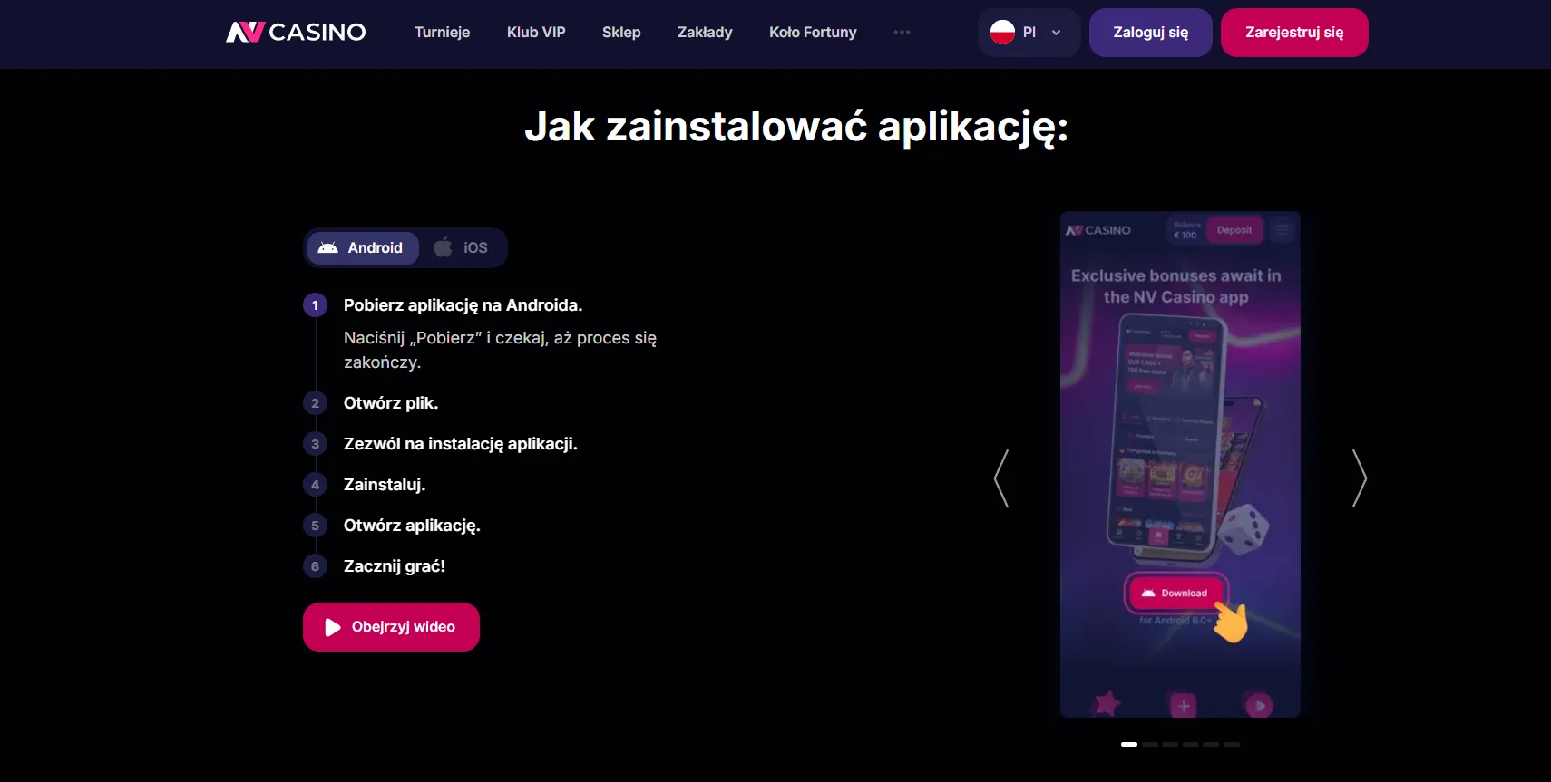 Jak pobrać oficjalnie NV Casino app i zainstalować na Androida